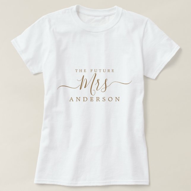 Camiseta Futuro roteiro chic Mrs personalizado Nome Noiva p (Frente do Design)