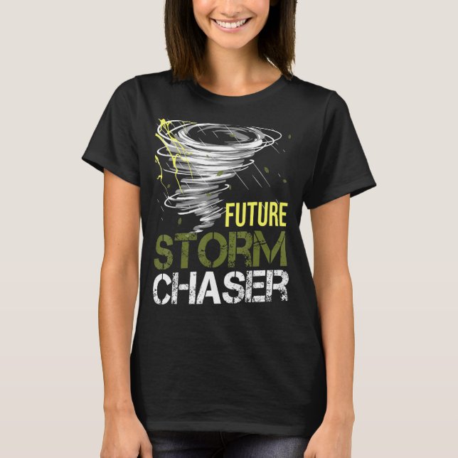 Camiseta Futuro Tempestade Chaser Weather Tornado para Mete (Frente)