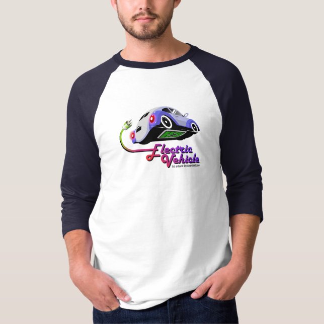 Camiseta Futuro veículo elétrico | Raglan Capa 3/4 de uso m (Frente)