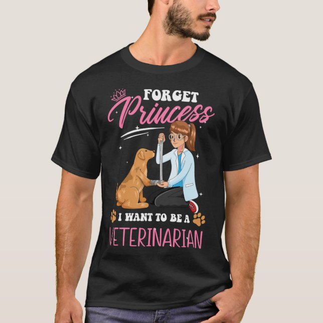 Camiseta Futuro Vet Esqueça Princesa Eu Quero Ser Uma Veter (Frente)
