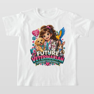Camiseta Futuro Veterinário Crianças Amantes de An