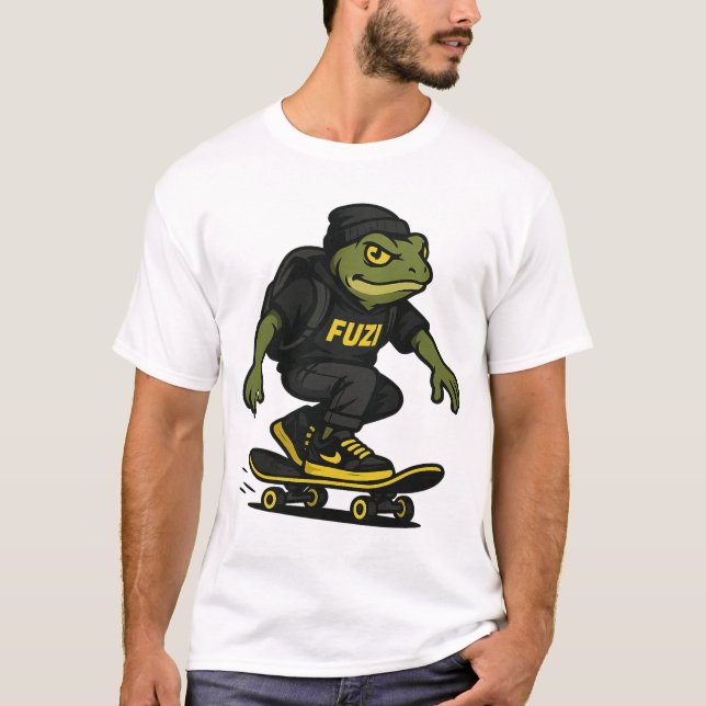 Camiseta FUZI - Camisa-T de Sapo de skater urbano (Frente)