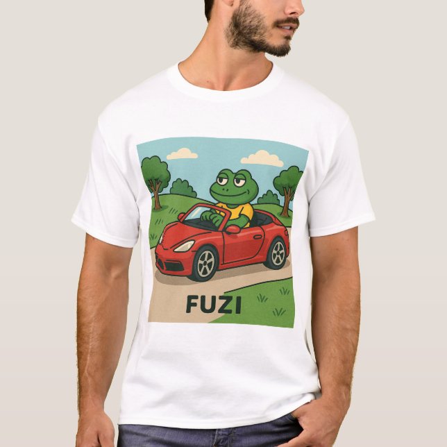 Camiseta FUZI - Rei de viagem | Sapo legal em um conversíve (Frente)