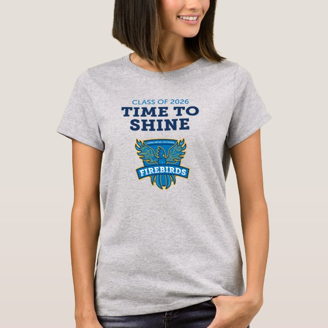 Camiseta FVHS É Hora de Brilhar (Feminina, Cinza) (Frente)