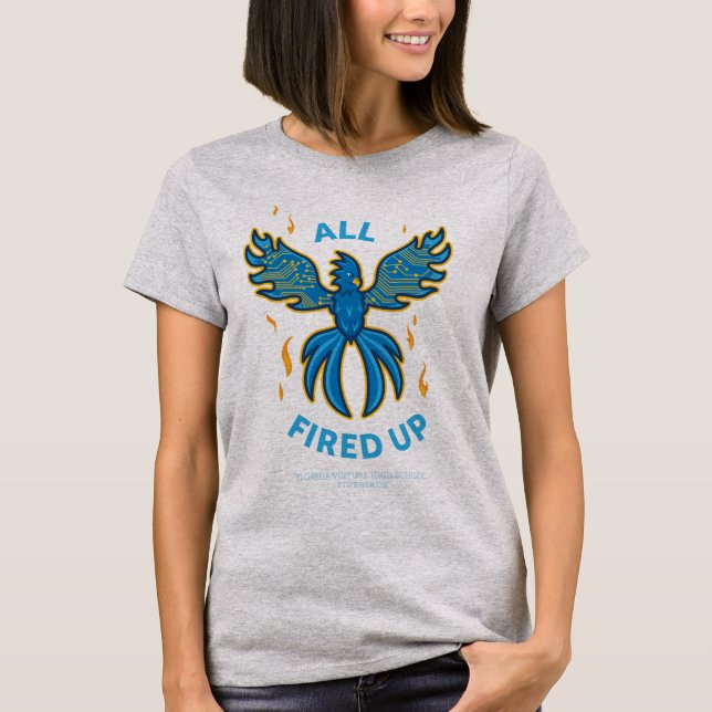Camiseta FVHS Firedbird - Tudo Causado, Cinza feminino (Frente)