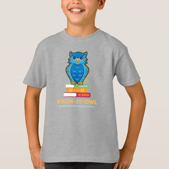 Camiseta FVMS Know-It-Owl, T-Shirt Cinza (Frente)