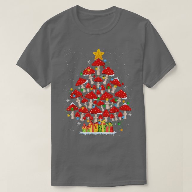 Camiseta G4Yw Mushroom Christmas Tree Pajama Merry Xmas Pla (Frente do Design)