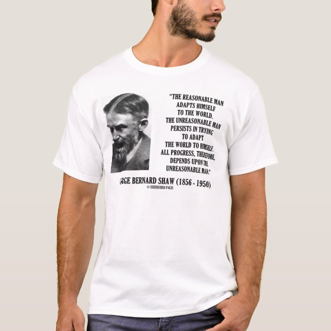Camiseta G.B. Shaw Progresso depende em cima do homem (Frente)