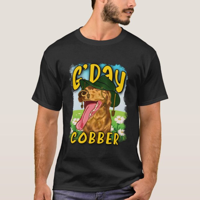 Camiseta G day Cobber  Hello Mate  Australian Dog Aussie Di (Frente)