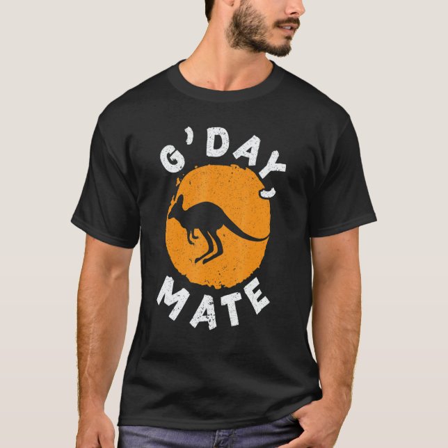 Camiseta G' Day Mate Kangaroo Australia Australian Aussie V (Frente)