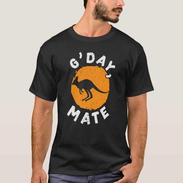 Camiseta G' Day Mate Kangaroo Austrália australiana Aussie  (Frente)