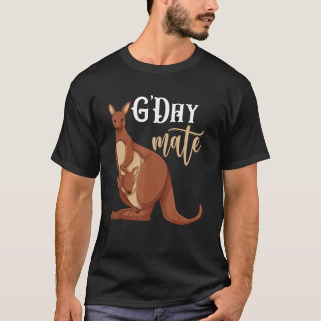 Camiseta G Day Mate Zoo Animal Aussie Austrália Kangaroo (Frente)