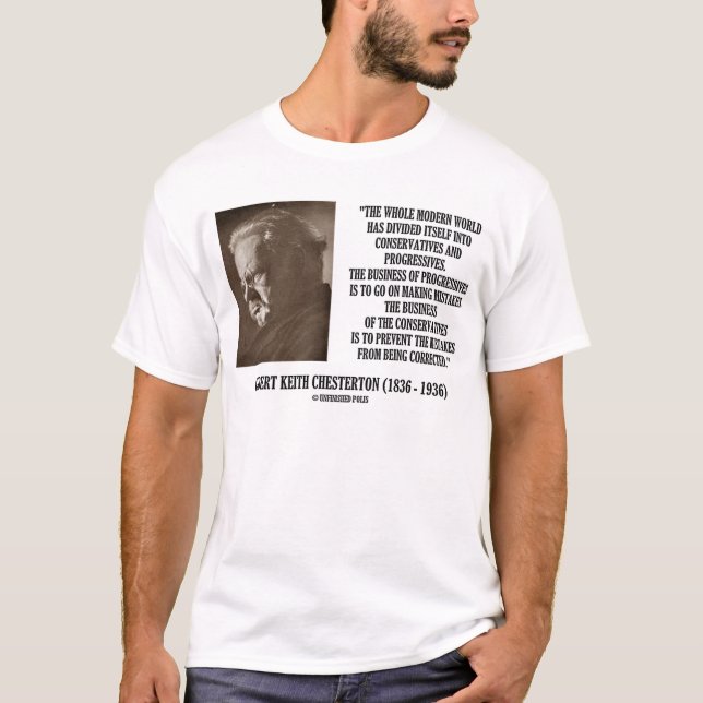 Camiseta G.K. Conservadores de Chesterton Erro Progressista (Frente)