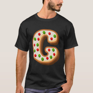 Camiseta G Letra Maiúscula de Biscoito de Natal Mais Curta 