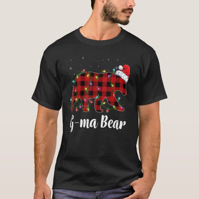 Camiseta G ma Bear Buffalo Red Plaid Matching Family Christ (Frente)