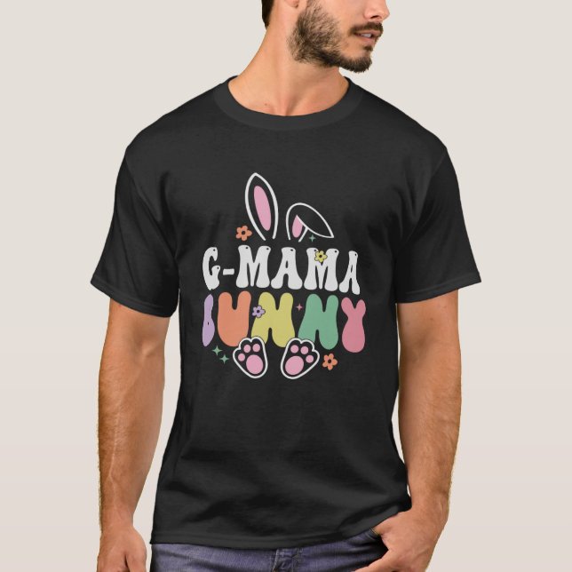 Camiseta G mamãe Bunny Páscoa Dia das Mulheres Coelho Vovó  (Frente)