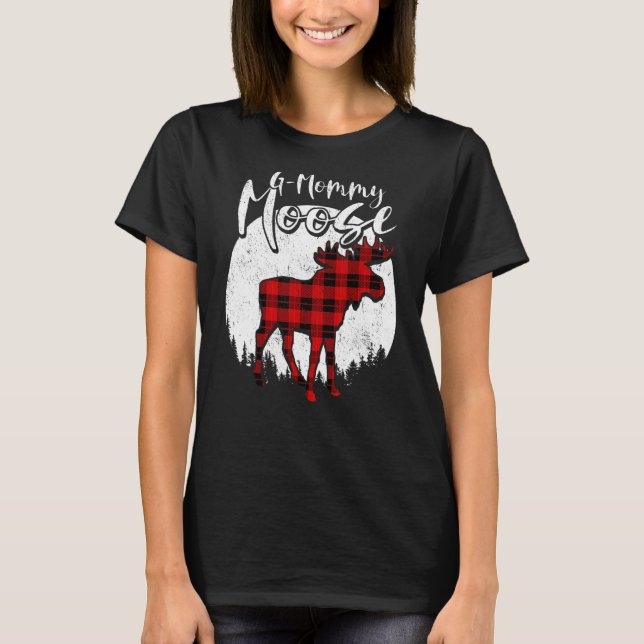 Camiseta G Mommy Moose Red Plaid Buffalo Matching Family Pa (Frente)