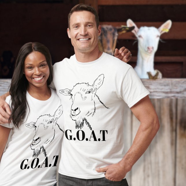 Camiseta G.O.A.T. Citação Engraçada Desenho De Capim (G.O.A.T greatest of all time quote with funny goat simple animal art black and white t-shirts )
