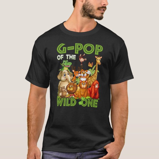 Camiseta G-Pop Of The Wild One Birthday Animal Safari Jungl (Frente)