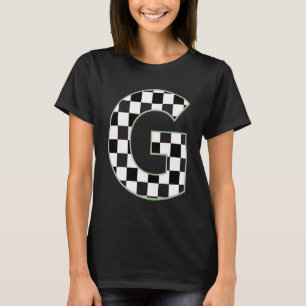 Camiseta G Quadro de verificação preto e branco do Monogram