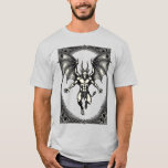 Camiseta Gaap Gothic Goetic Guardian in Motion<br><div class="desc">A gothic winged Gaap demon glides mid-flight, blending beast and humanoid form. Detailed linework and shadow create a haunting yet elegant creature, suspended between menace and beauty in an antique engraving style. Perfect for fantasy lovers, cosplay drops, fandom and gothic art fans, and dark aesthetic collectors. Ideal for Halloween, alternative...</div>