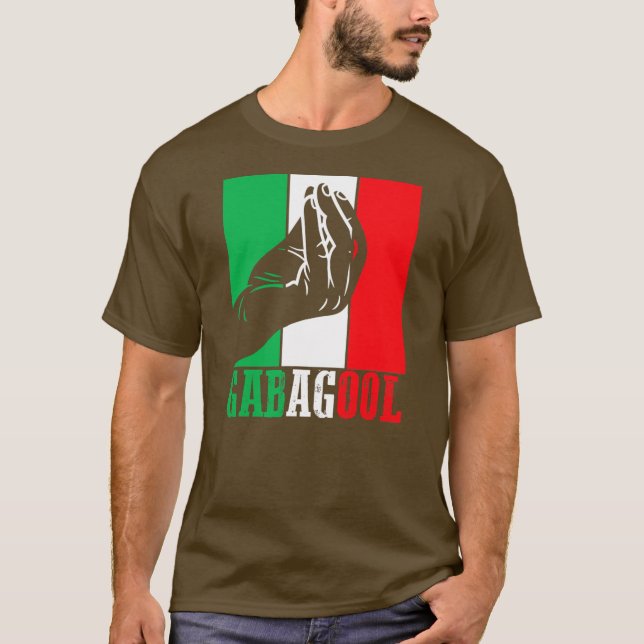 Camiseta Gabagool Carne Americana Italiana com Sinal de Mão (Frente)