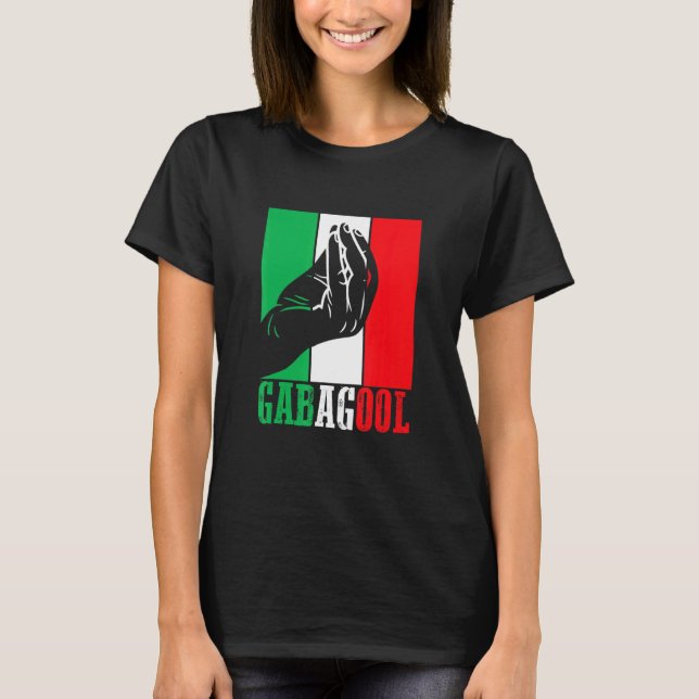 Camiseta Gabagool Carne Italiana Americana Com Sinal De Mão (Frente)