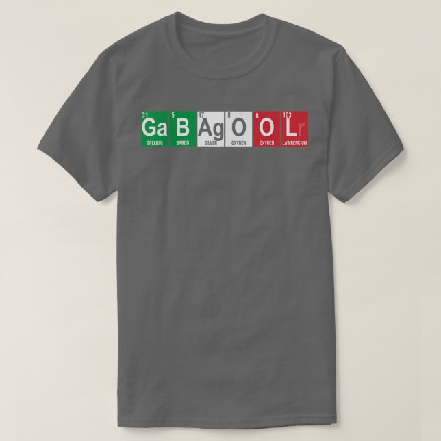 Camiseta Gabagool Periodicidade Ciência da Mesa Italiana Ca (Frente do Design)