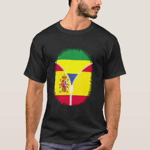 Camiseta Gabão Espanha Flag Gabonês Zipper Espanhol Gabonês