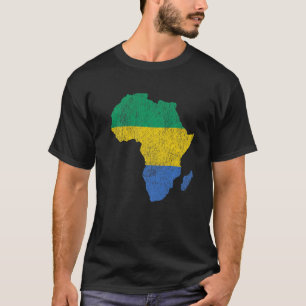 Camiseta Gabão Flag Africa Continente Silhouette Gift para