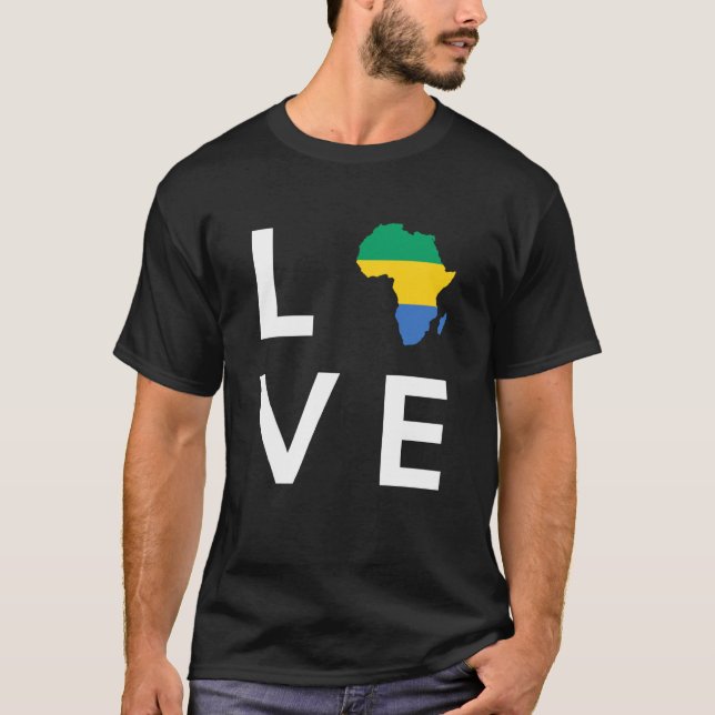 Camiseta Gabon Flag Love Africa Continent Silhouette for Ga (Frente)
