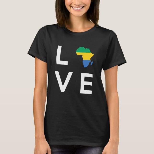Camiseta Gabon Flag Love Africa Continent Silhouette for Ga (Frente)
