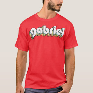 Camiseta Gabriel Retro Rainbow Tipografia Estilo Desvanecid