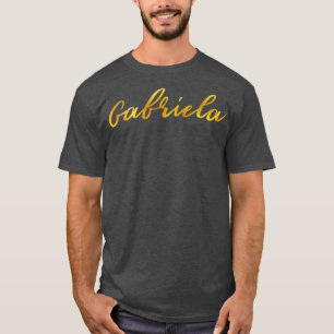 Camiseta Gabriela Name Mão Lettering em Letras Douradas Fal