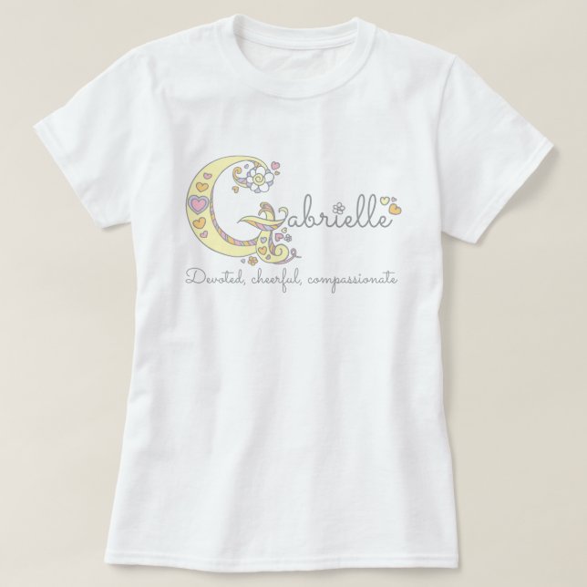 Camiseta Gabrielle garotas dão nome ao costume decorativo (Frente do Design)