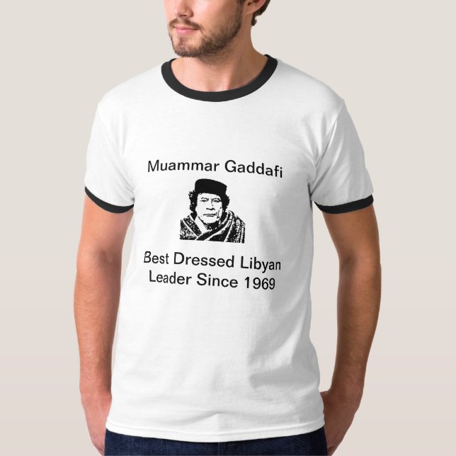 Camiseta Gadafi, Muammar Gaddafi, melhor vestiu o libanês (Frente)