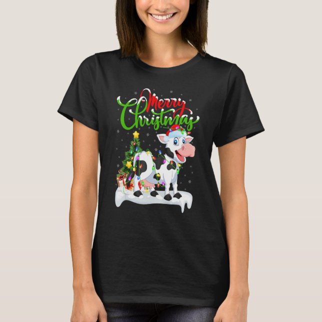Camiseta Gado Enfeites de Natal Santa Gado Natal (Frente)
