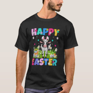 Camiseta Gado Vaca Feliz Páscoa Caça ao Ovo Coelho Orelha G