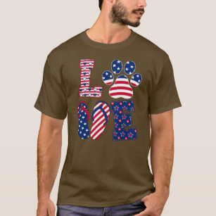 Camiseta Gafanhoto-Cachorro Com Chinelos De Bandeira Americ