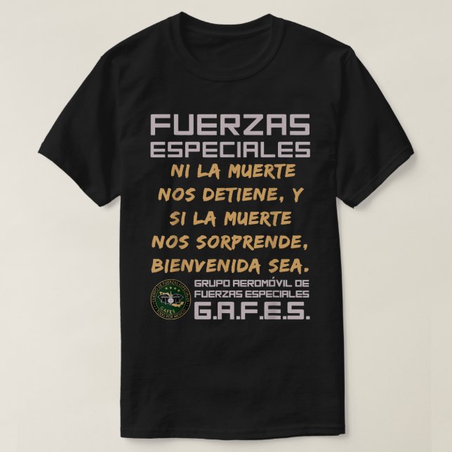 Camiseta GAFE GAFE Força Especial Mexicana Fuerzas Especial (Frente do Design)