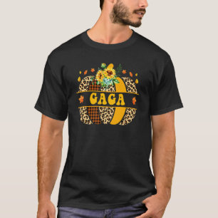 Camiseta Gaga Abóbora Leopardo Girassol Outono Dia de Ação 