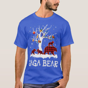 Camiseta Gaga Bear Christmas Pajama Red Xadrez Buffalo Famí