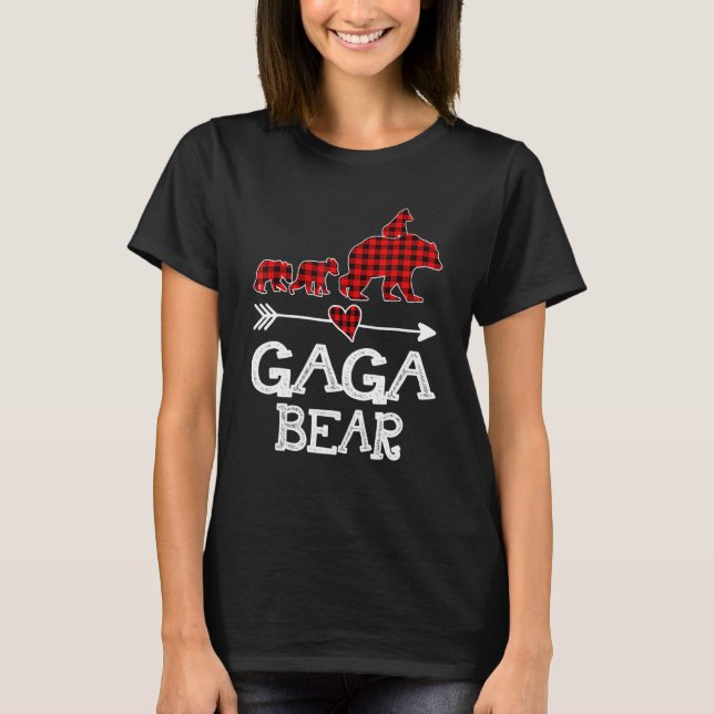 Camiseta Gaga Bear  Red Buffalo Plaid Gaga Bear Pajama (Frente)