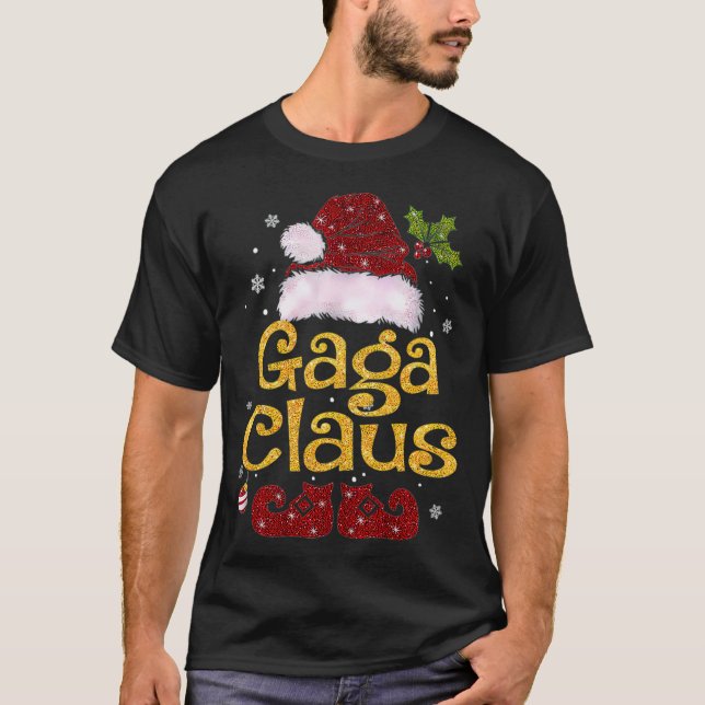 Camiseta Gaga Claus Christmas Pajama Family Matching Xmas (Frente)