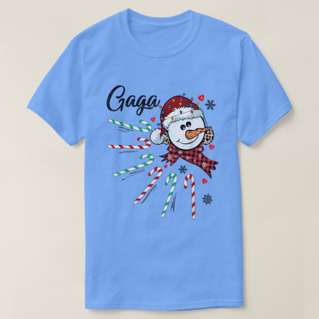 Camiseta Gaga Snowman Candy Cane Christmas Xmas Funny  (Frente do Design)
