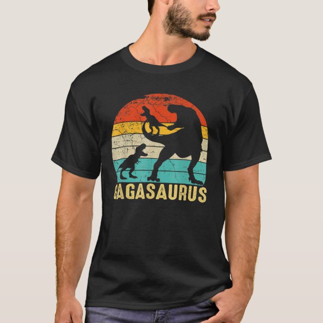 Camiseta Gagasaurus T Rex Gaga Dinossauros 2 Crianças Corre (Frente)