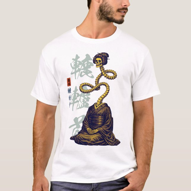 Camiseta Gaikotsu Rokurokubi Long Neck Moda de Rua Japonesa (Frente)