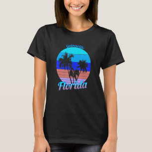 Camiseta Gainesville Florida Retro Tropical Palm Trees Vaca