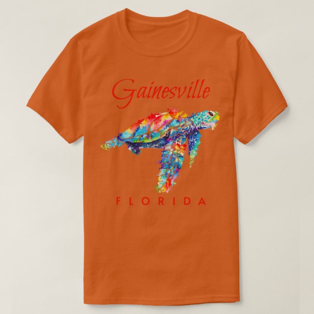 Camiseta Gainesville Florida Watercolor Sea Turtle (Frente do Design)