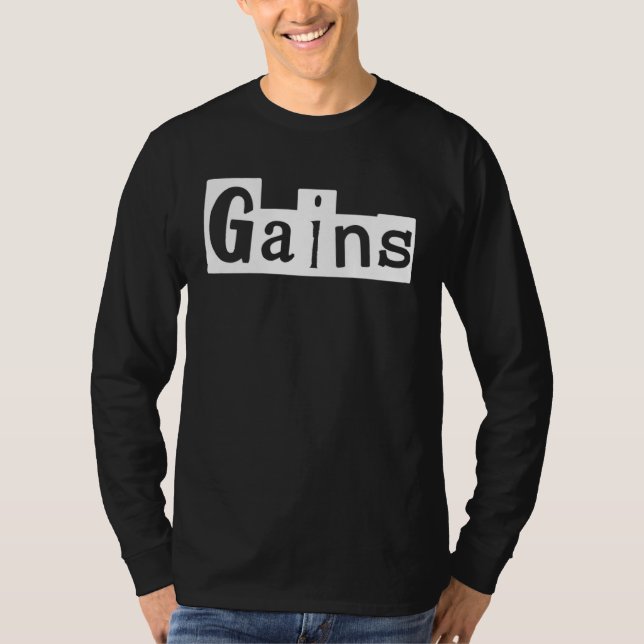 Camiseta GAINS  Gym Fitness Workout Motivational F351 (Frente)